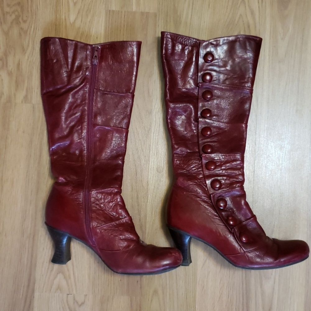 Miz Mooz Cranberry Red Leather Boots